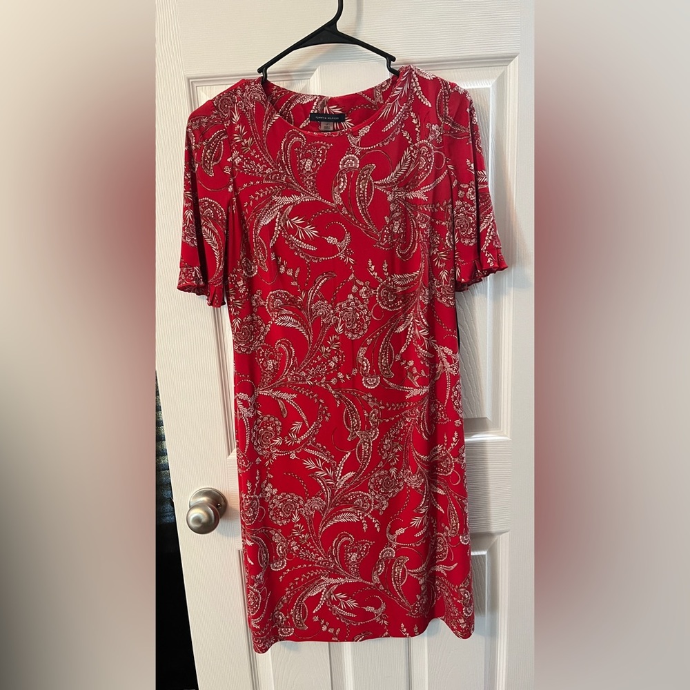Tommy Hilfiger red paisley dress.